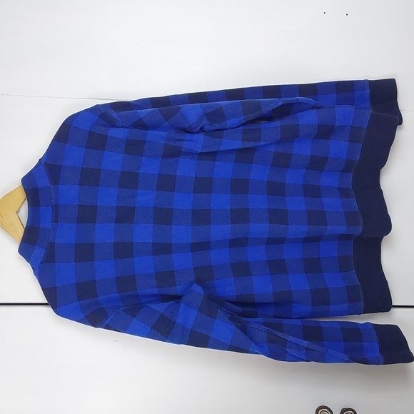 Lands' End Cobalt Blue Checker Sweater 1/4 Zip Heavyweight Warm Sz.XL - Picture 5 of 9